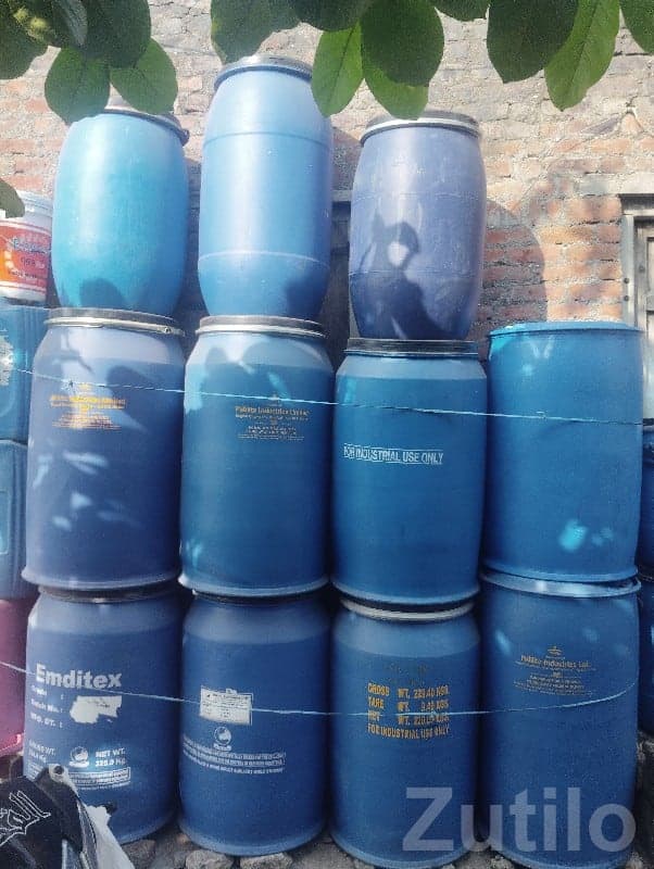 Used Plastic Blue Barrels for Storage image 1