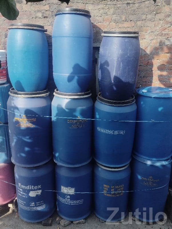 Used Plastic Blue Barrels for Storage image 2