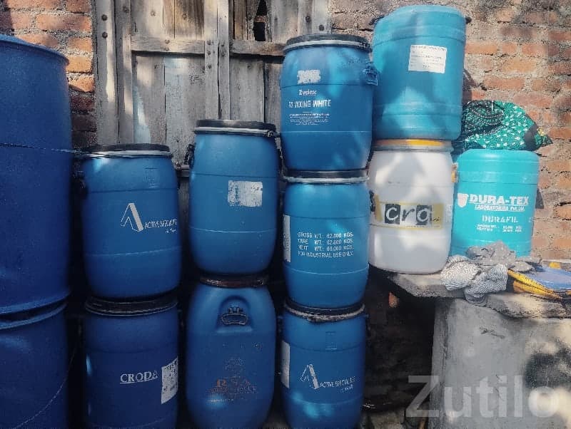 Used Plastic Blue Barrels for Storage image 3