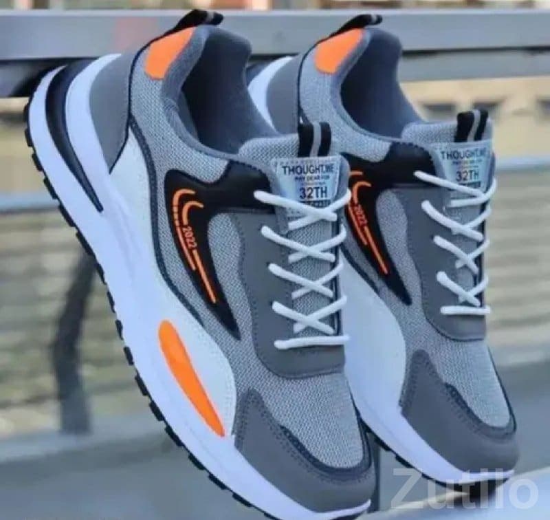 Stylish Grey Orange Sneakers for Men