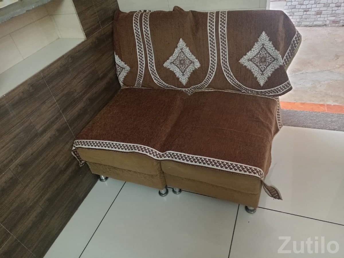 L Shaped Fabric Sofa Set Brown image 2