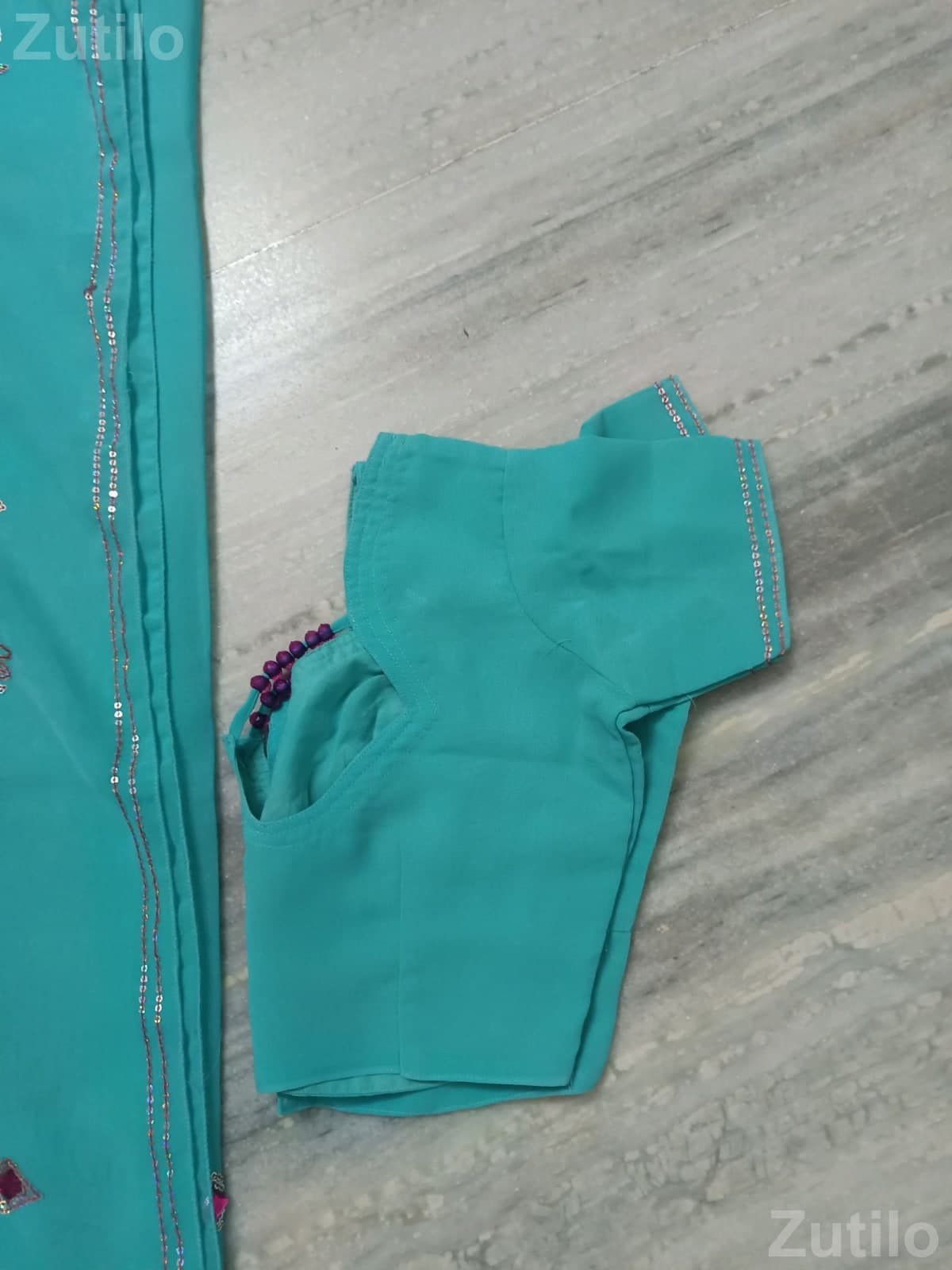 Women’s Saree with Blouse Teal Waist 29