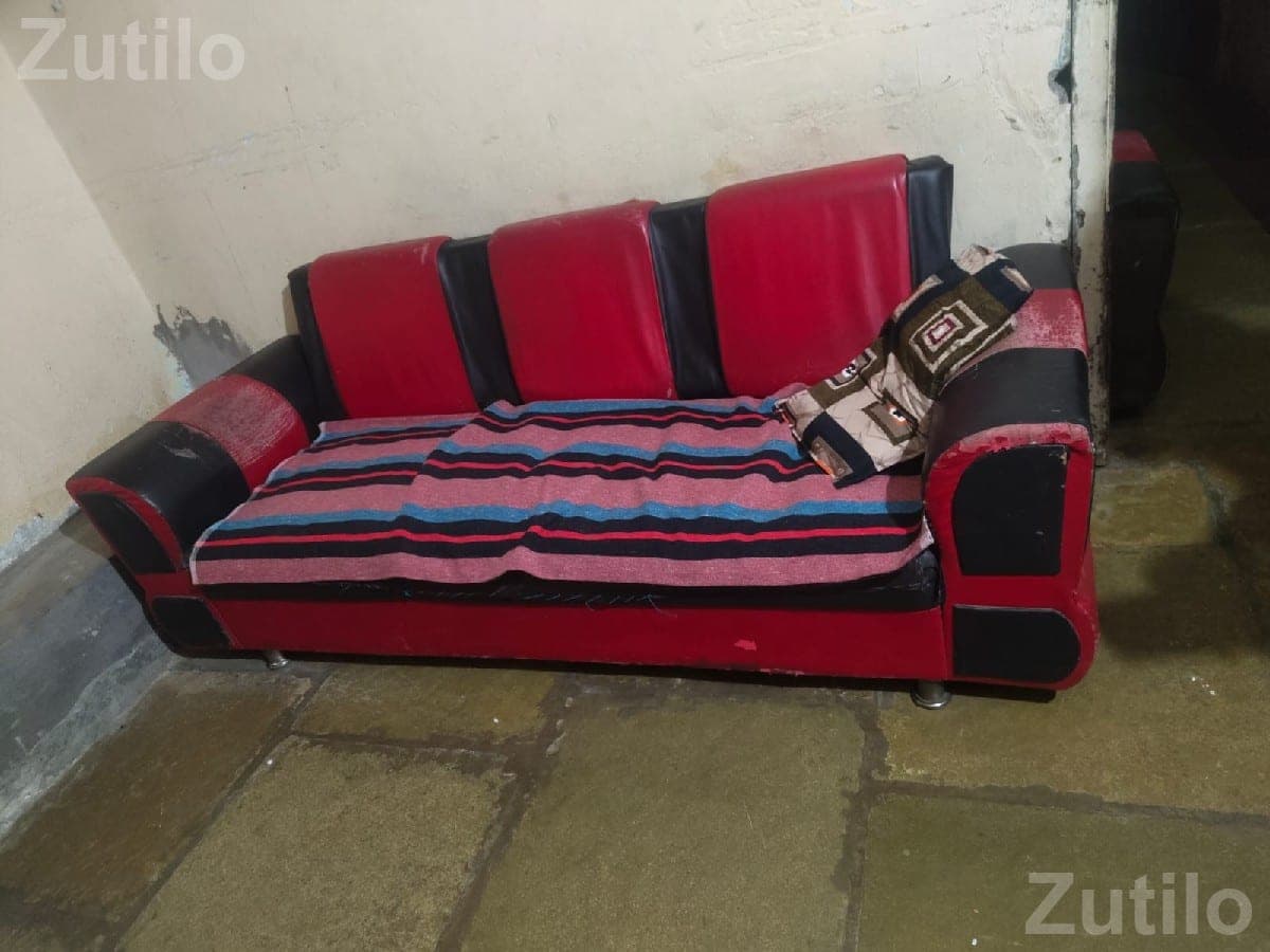 Red and Black 3 Seater Sofa Set