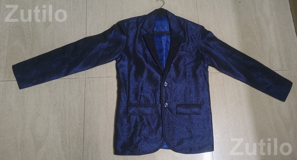 Men's Blue Shiny Blazer Jacket