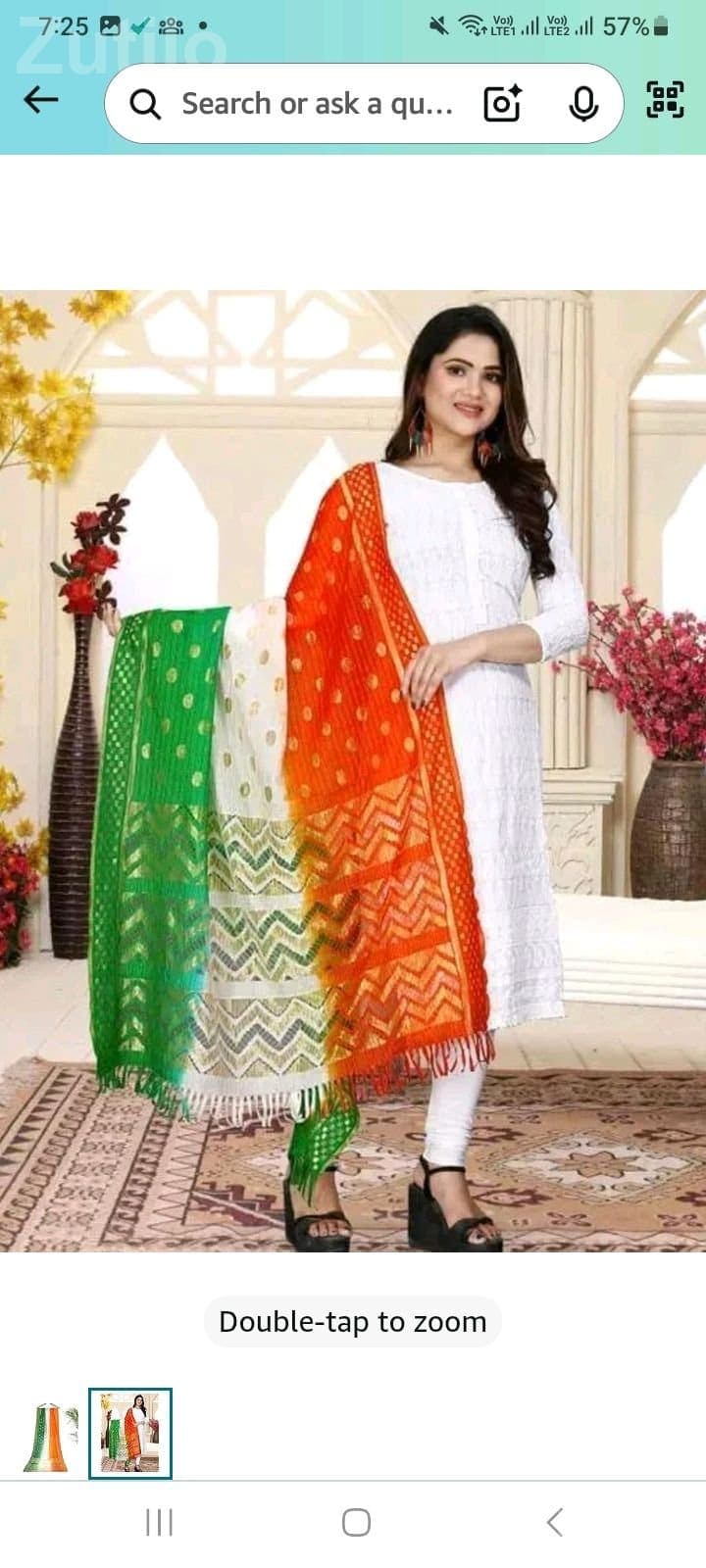 Women Tricolor Net Dupatta with Zari Work