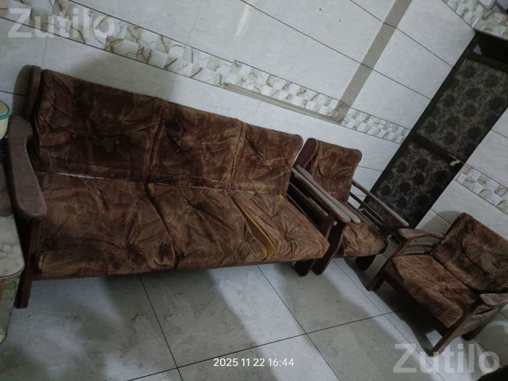 Brown Wooden Sofa Set with Cushioned Seats - Sofa Sets - Rajkot City - Image 3