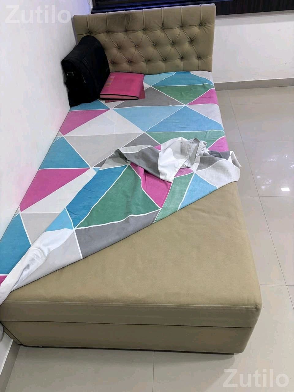 6x6 Sofa Bed with Upholstered Headboard