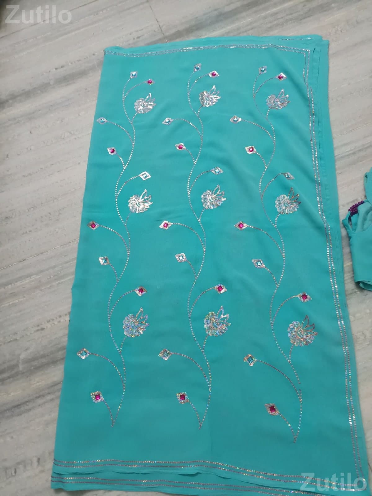 Women’s Saree with Blouse Teal Waist 29 - પરંપરાગત વસ્ત્રો - રાજકોટ શહેર - Image 2