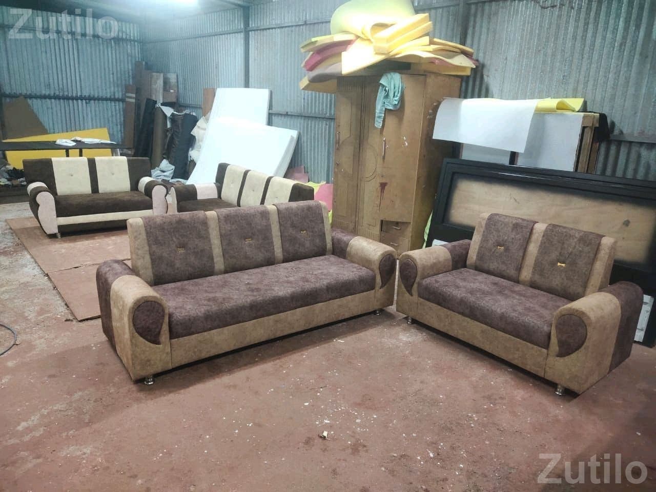Brown Fabric Sofa Set 3 Plus 2 Seater - Sofa Sets - Amreli City - Image 2