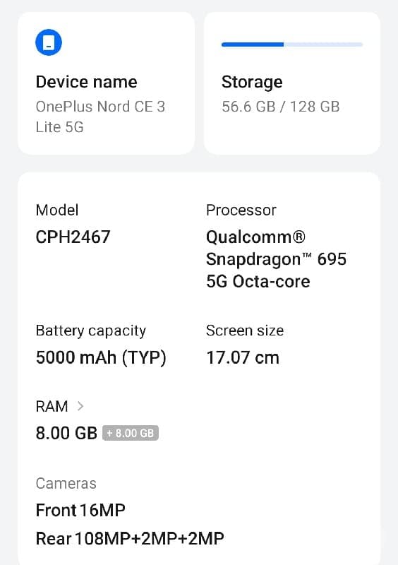OnePlus Nord CE3 Lite 5G 8GB 128GB