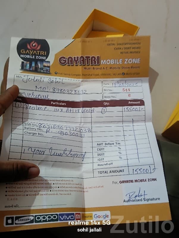 Realme 14x 5G Smartphone with Bill & Box Realme 14x 5G Smartphone with Bill & Box