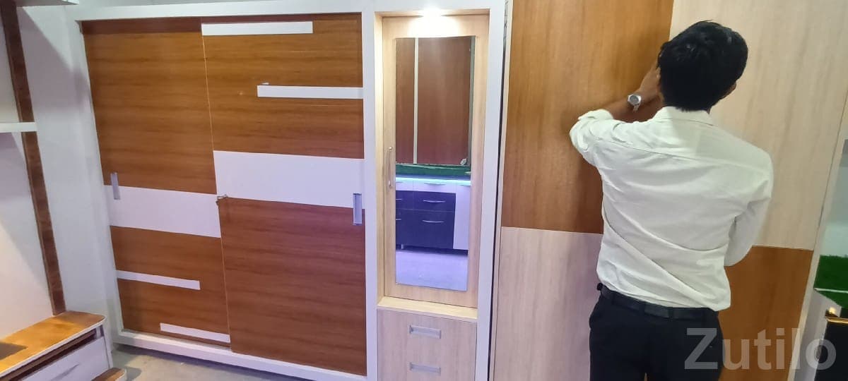 PVC Wardrobe With Mirror Cabinet PVC Wardrobe With Mirror Cabinet