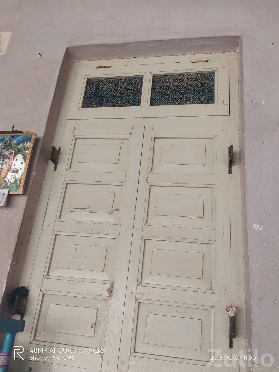 Wooden Main Door With Upper Vent Window