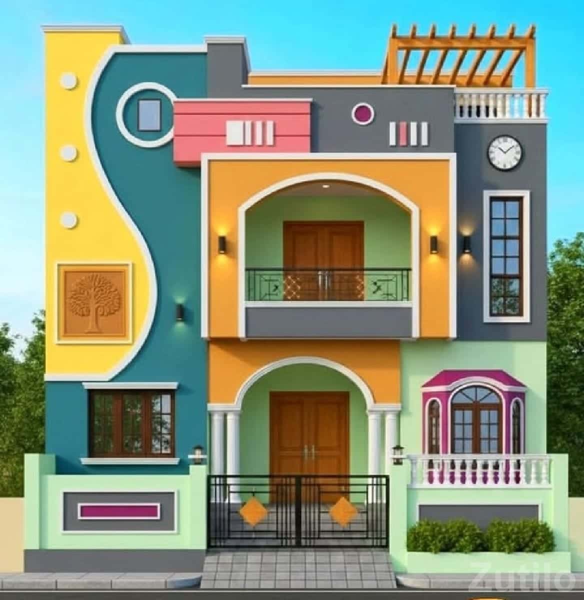 Colorful Modern Double Floor House Design Colorful Modern Double Floor House Design