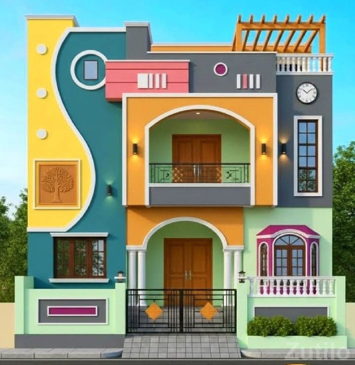 Colorful Modern Double Floor House Design Colorful Modern Double Floor House Design