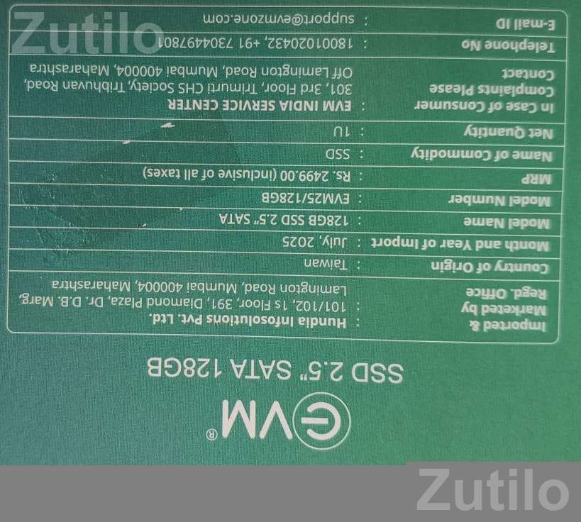 EVM 128GB 2.5 Inch SATA SSD EVM 128GB 2.5 Inch SATA SSD