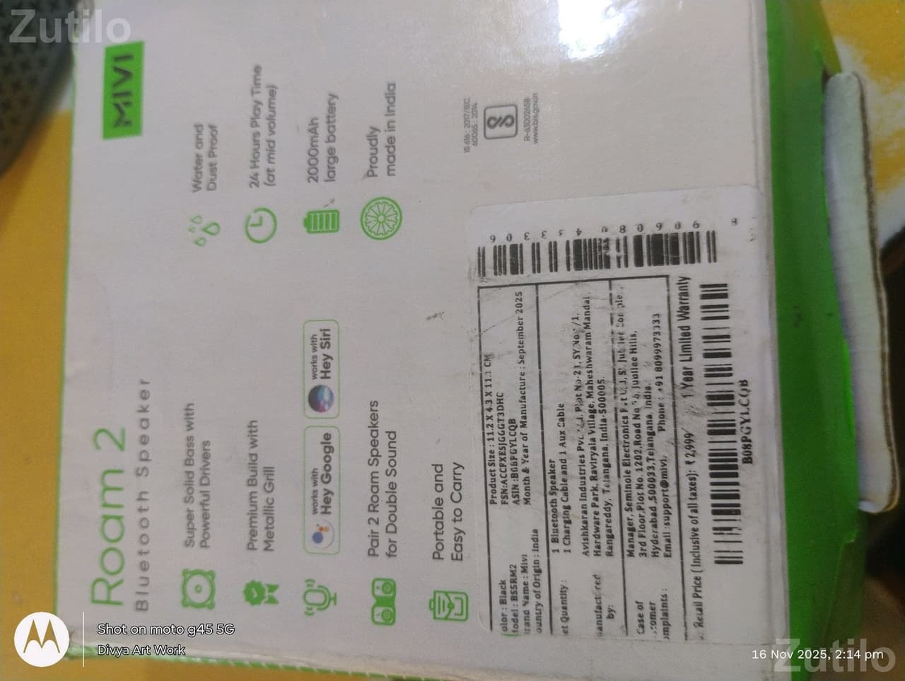 Mivi Roam 2 Bluetooth Speaker with Box Mivi Roam 2 Bluetooth Speaker with Box