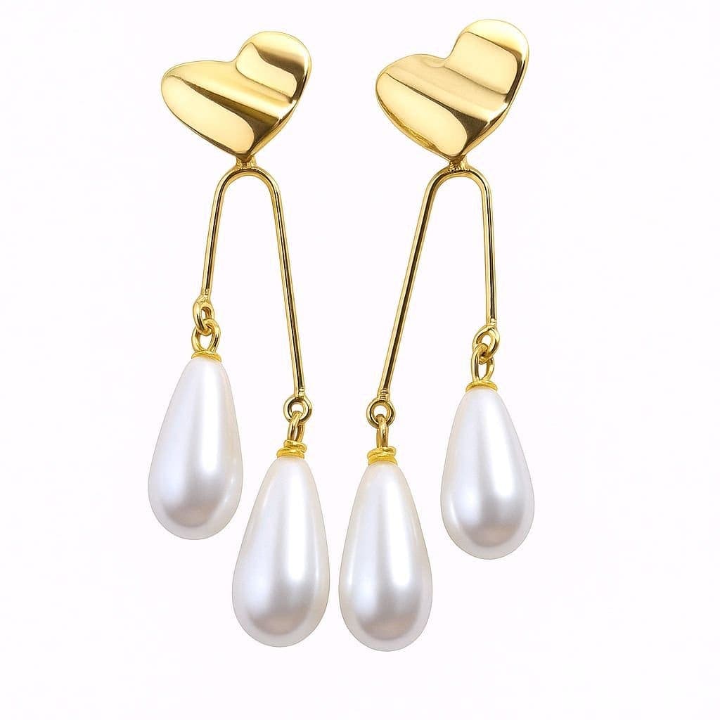Women's Heart Pearl Drop Earrings Women's Heart Pearl Drop Earrings