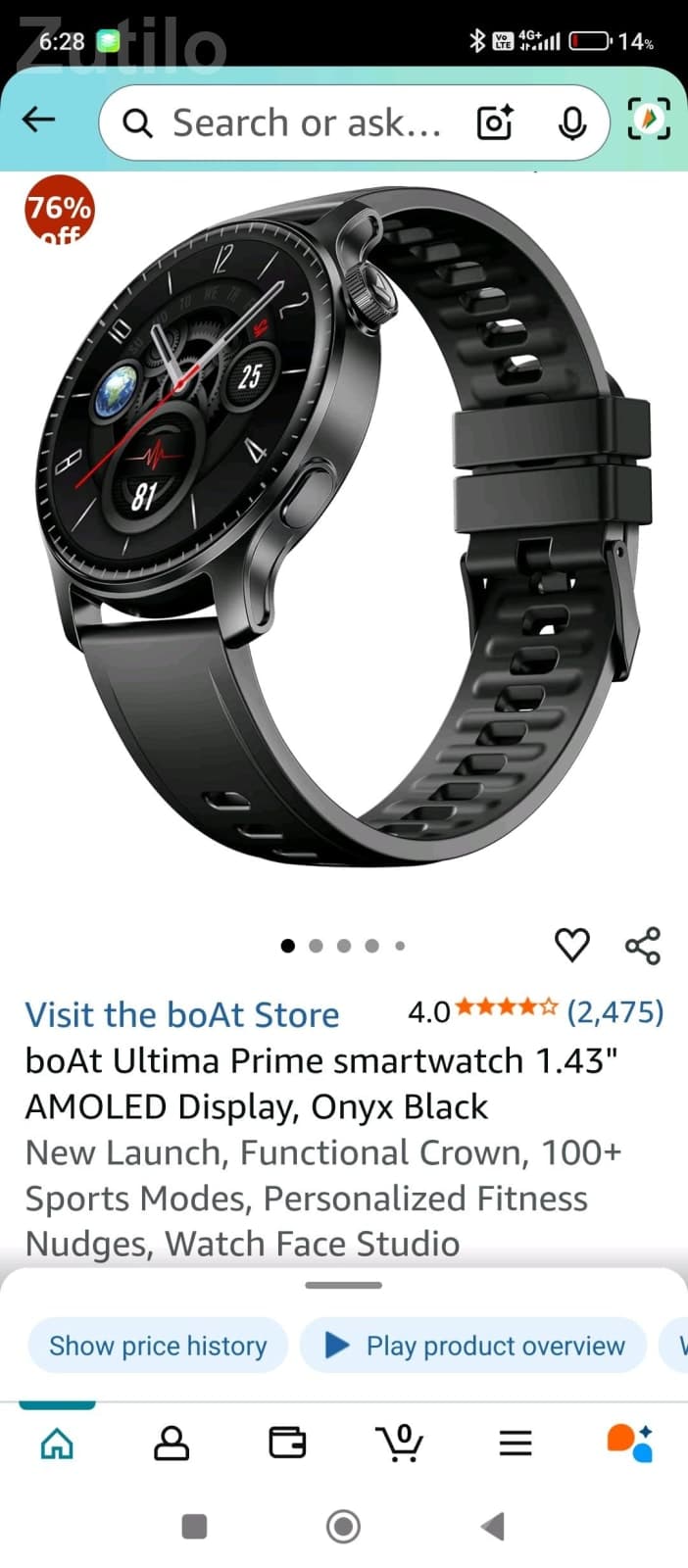 boAt Ultima Prime Smartwatch Onyx Black boAt Ultima Prime Smartwatch Onyx Black