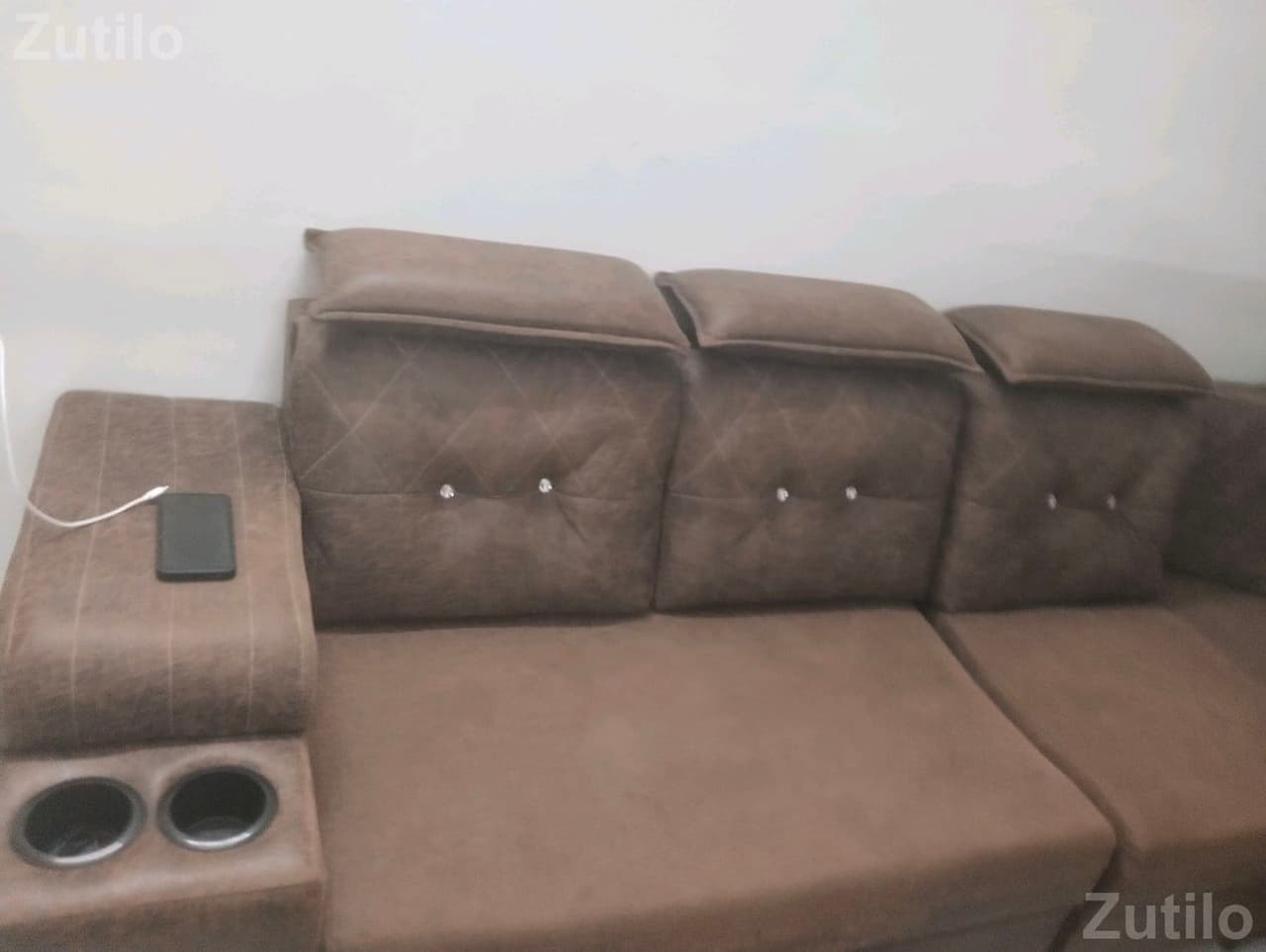 Brown Sofa Set with Cup Holder Brown Sofa Set with Cup Holder