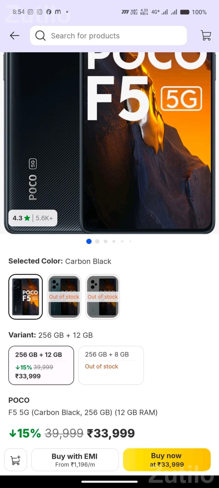 Poco F5 5G 12GB RAM 256GB Carbon Black Poco F5 5G 12GB RAM 256GB Carbon Black