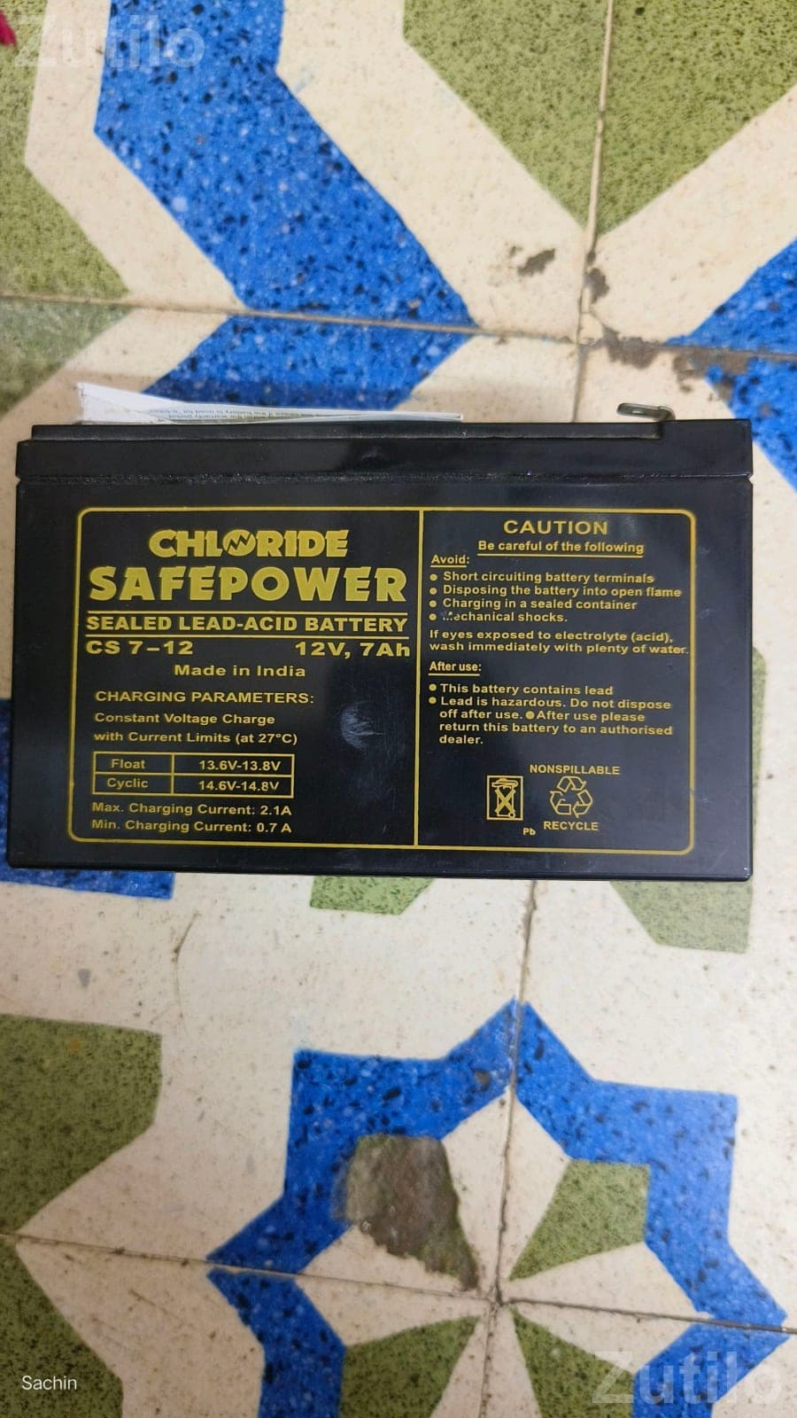 Chloride Safepower 12V 7Ah Battery Chloride Safepower 12V 7Ah Battery