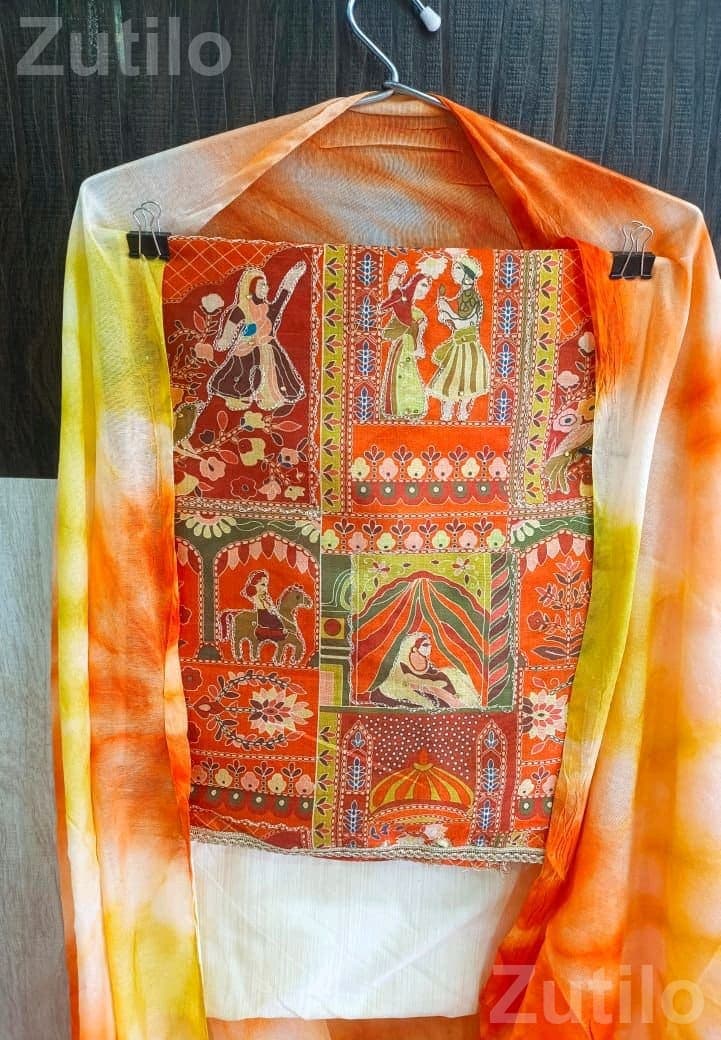 Women's Bandhani Cotton Dress Material Set Women's Bandhani Cotton Dress Material Set