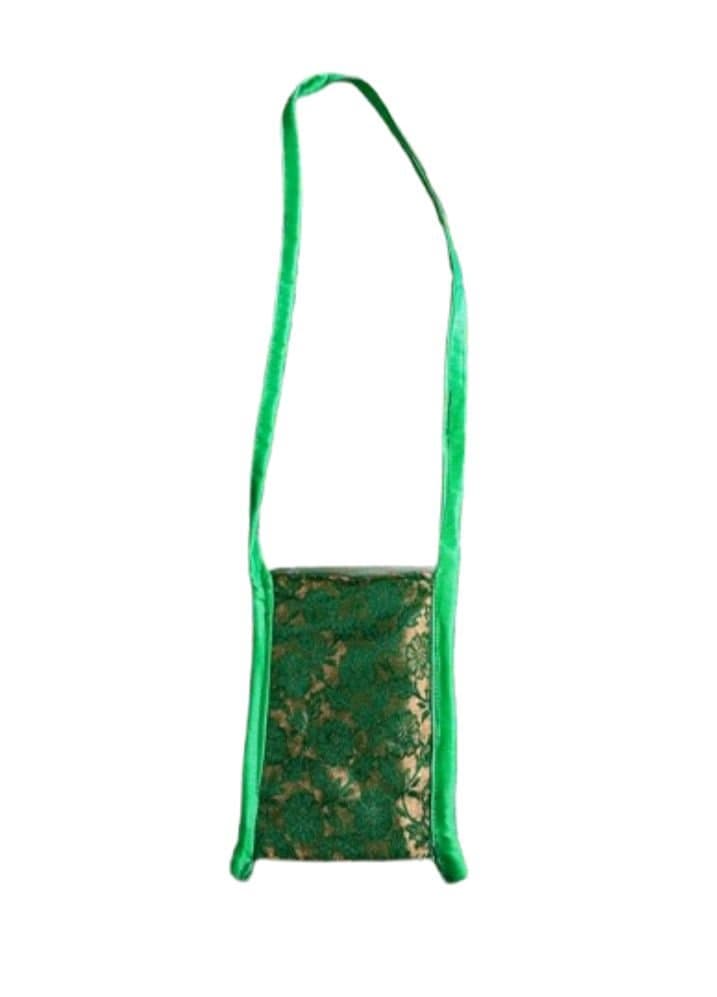 Green and Golden Mobile Sling Purse Green and Golden Mobile Sling Purse