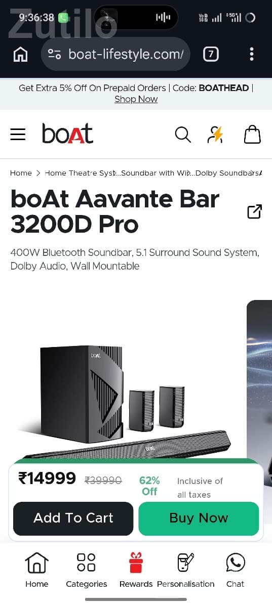 boAt Aavante Bar 3200D Pro Soundbar boAt Aavante Bar 3200D Pro Soundbar