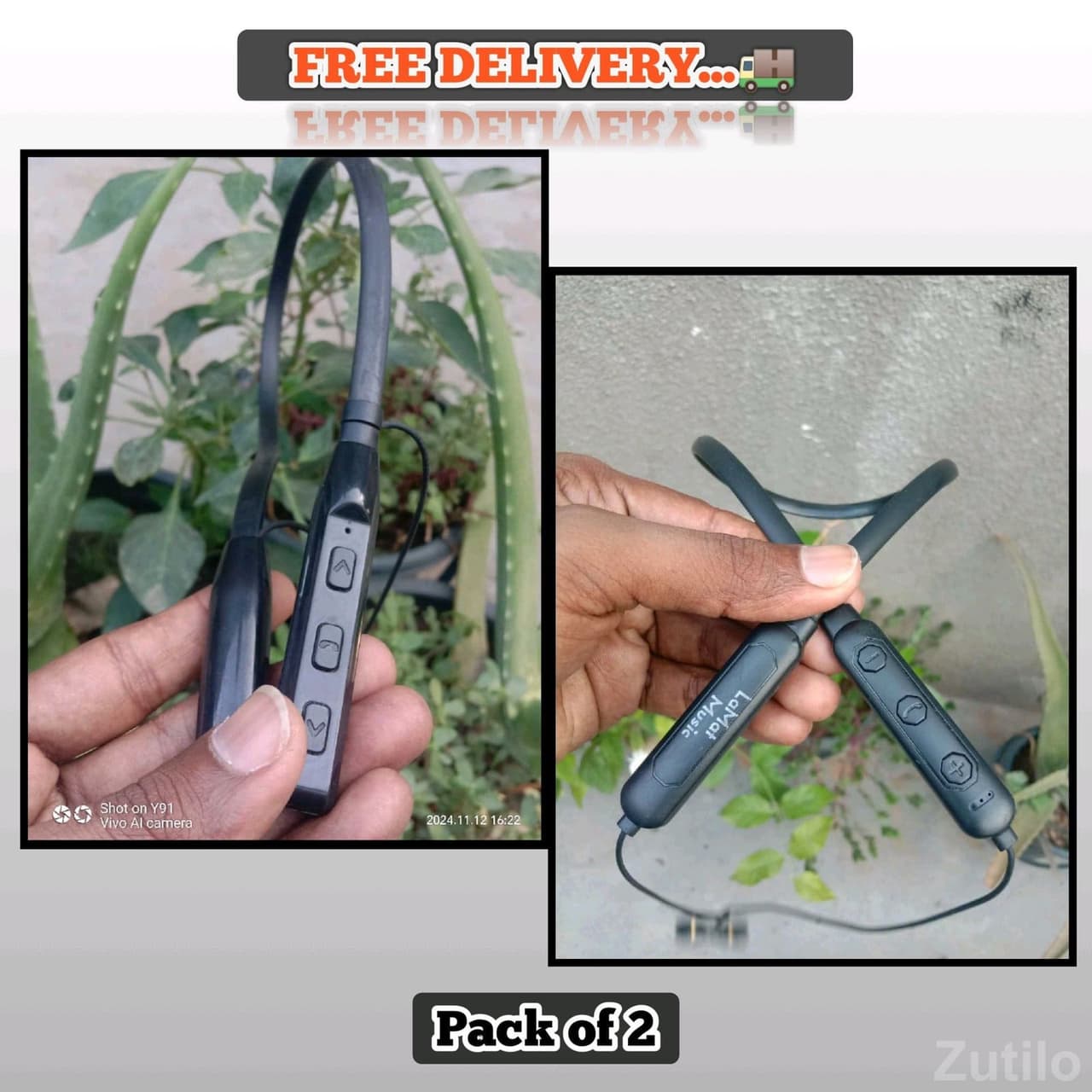 Pack of 2 Bluetooth Neckband Earphones Pack of 2 Bluetooth Neckband Earphones